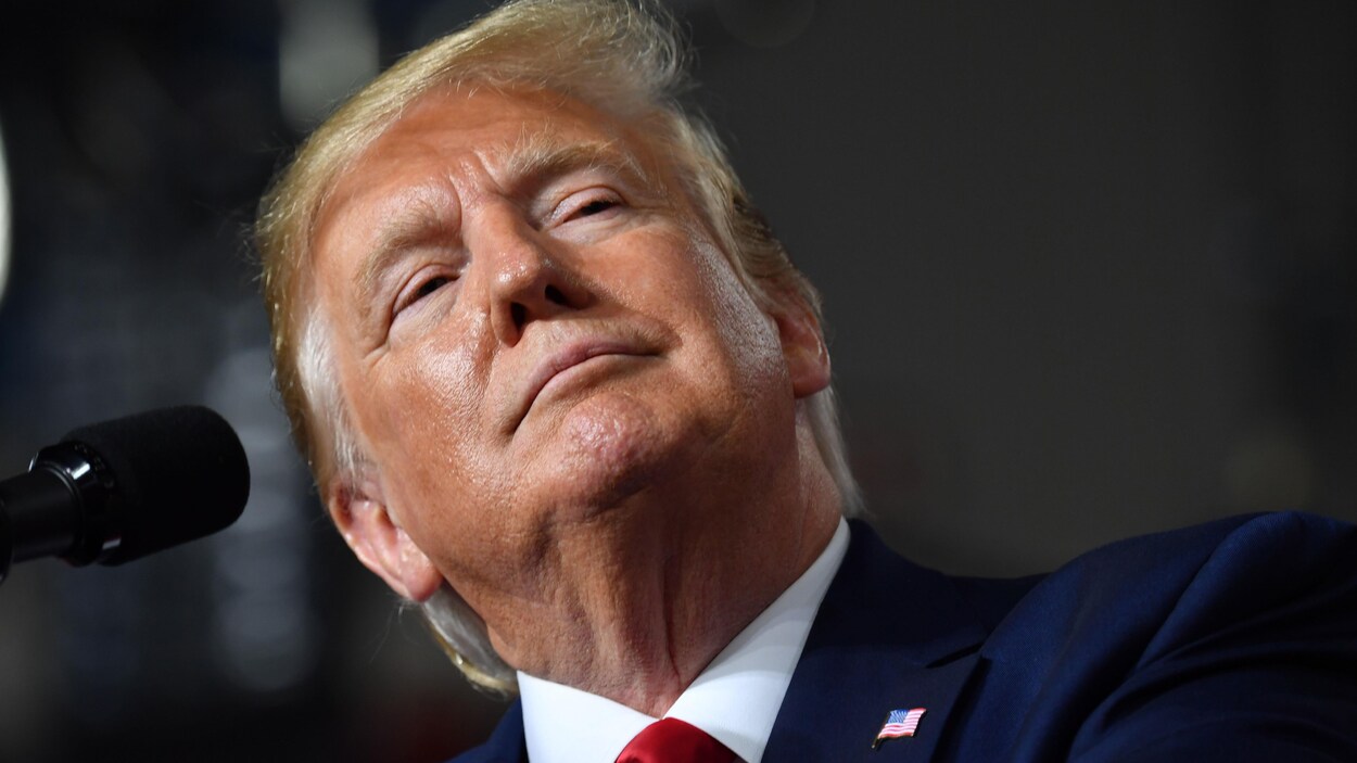 Le président américain Donald Trump prend la parole lors d'un rassemblement à Manchester, New Hampshire, le 15 août 2019.