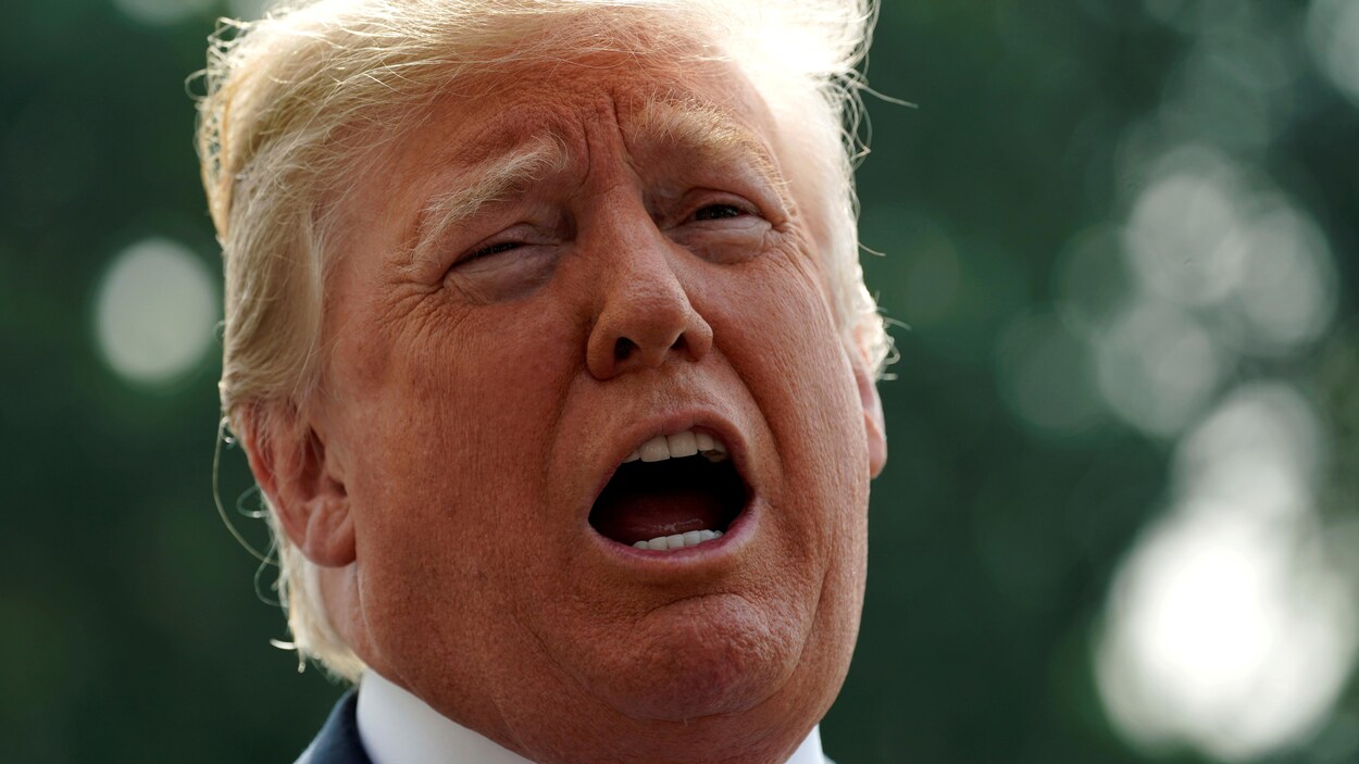 Le président Donald Trump s'adressant aux journalistes à Washington