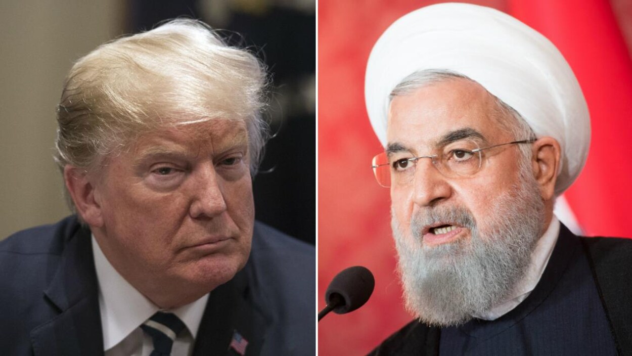 Montage photo présentant des plans rapprochés de Donald Trump et de Hassan Rohani.