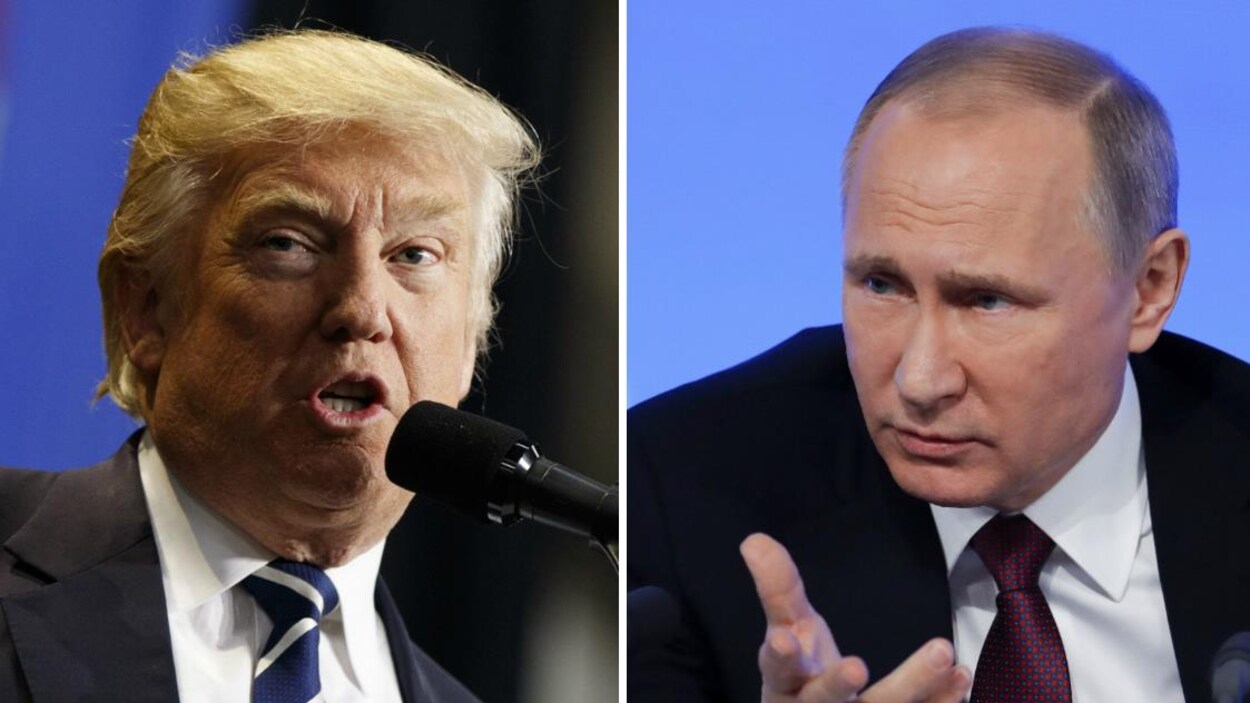 Montage des photos du président des États-Unis Donald Trump et du président russe Vladimir Poutine