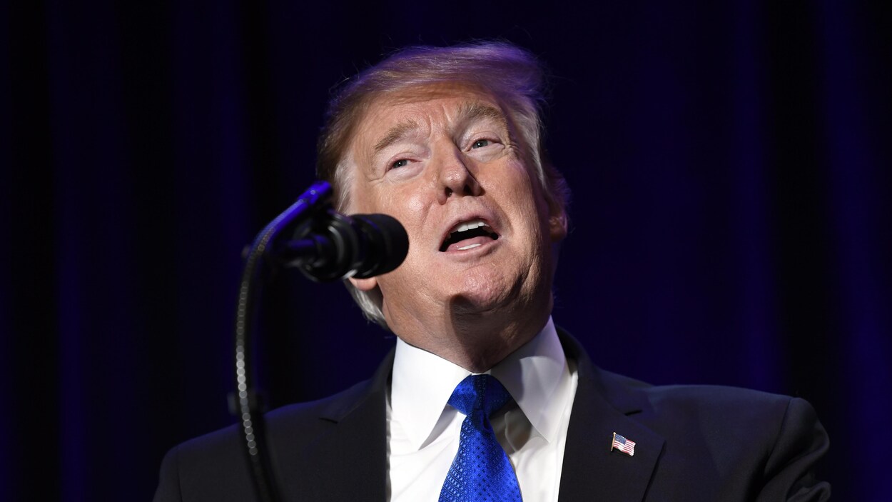 Donald Trump s'adresse au micro lors d'un allocution à Washington.