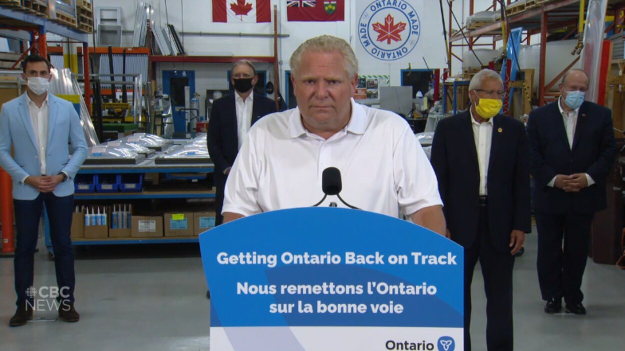 Doug Ford en point de presse.