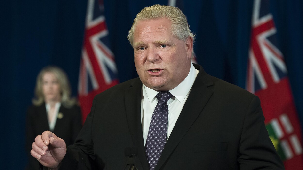 Le premier ministre Doug Ford en conférence de presse.