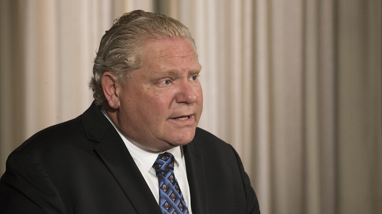 Doug Ford en point de presse.
