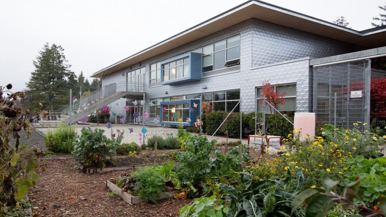 Une école et son jardin.