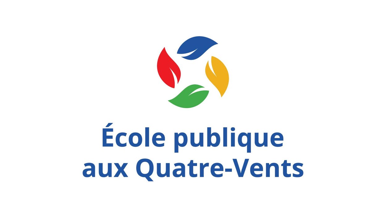 Logo d’une école avec quatre feuilles colorées qui semblent voler au vent