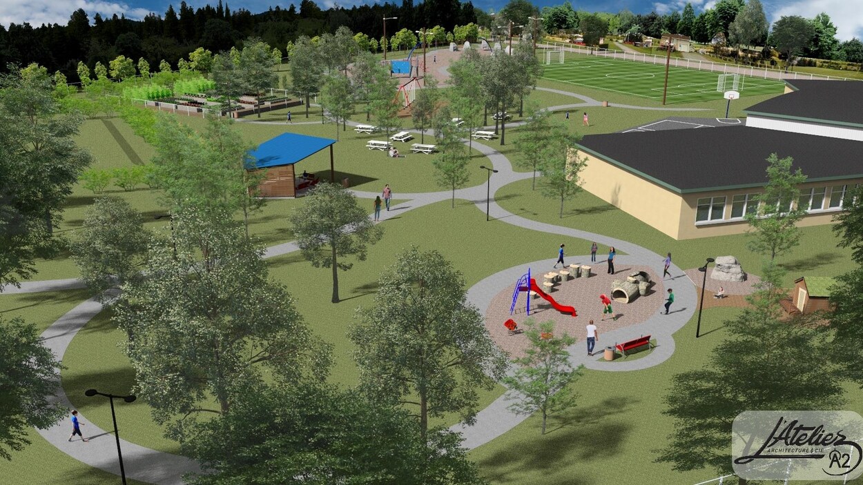 Le projet d'aménagement de la cour extérieure de l'école de Sainte-Lucie-de-Beauregard.