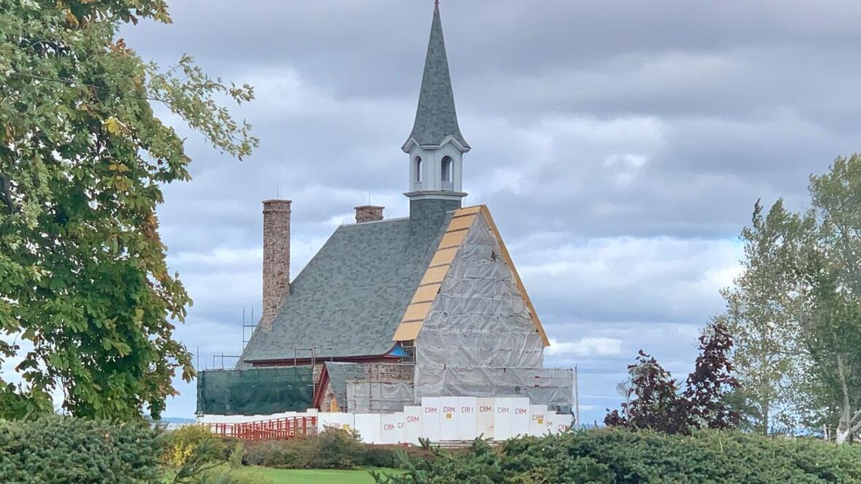 L’église commémorative du lieu historique national de Grand-Pré, en restauration.