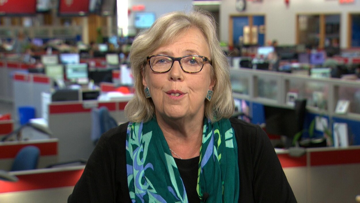 La chef du Parti vert, Elizabeth May, en entrevue.