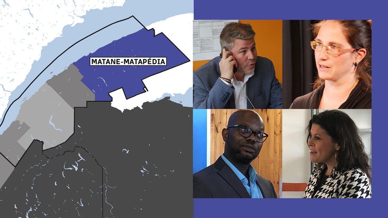 Les candidats des quatre principaux partis dans Matane-Matapédia