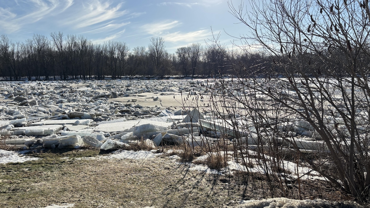 Deux embâcles sur la rivière Nicolet