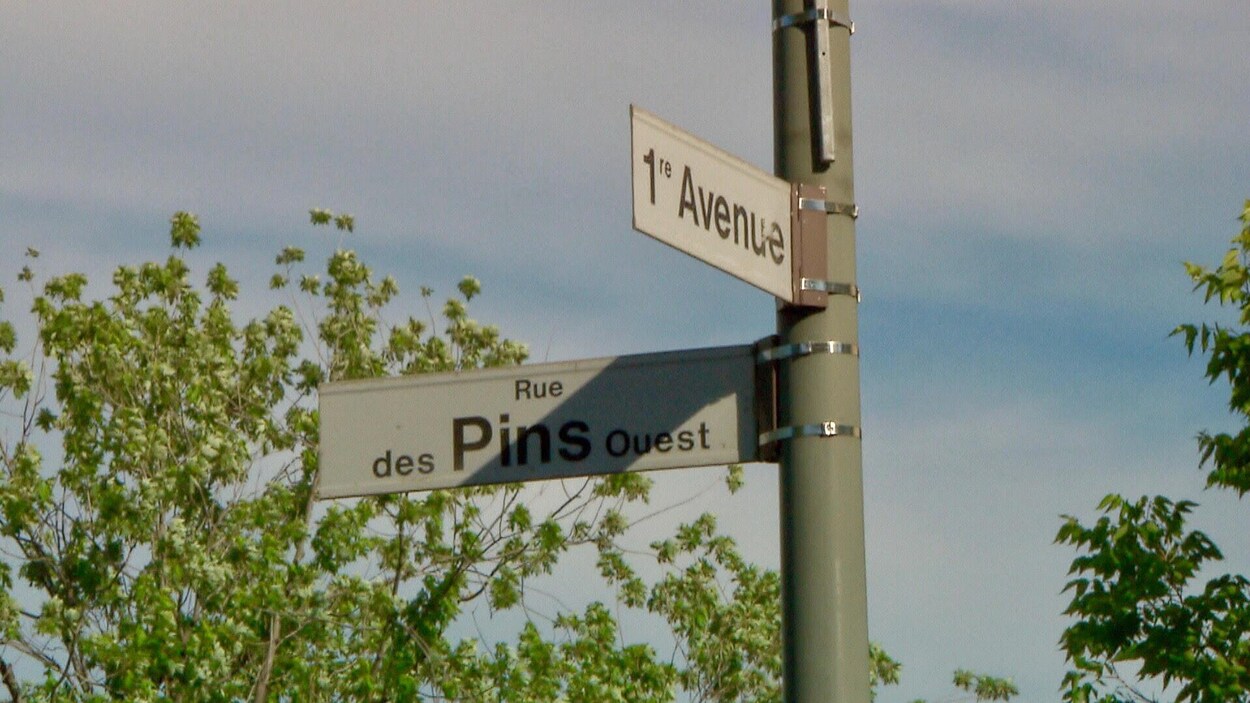 On peut voir les enseignes rue des Pins Ouest et 1re Avenue.