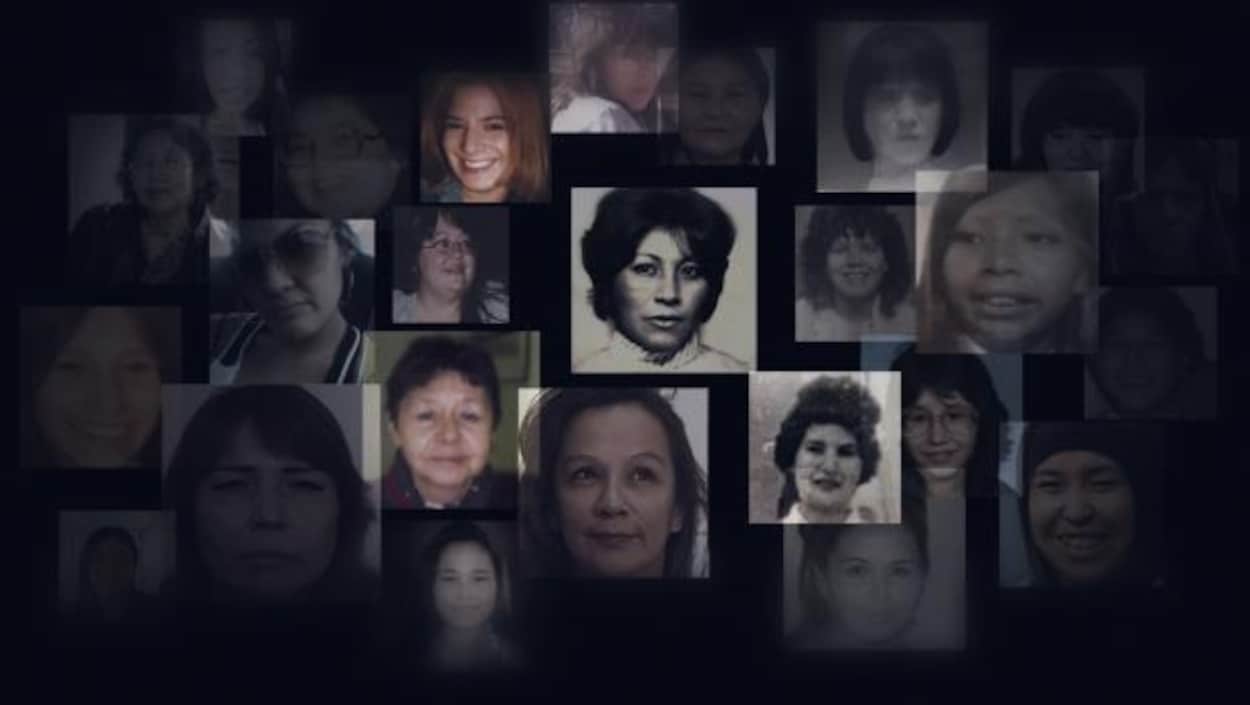 Montage de plusieurs photos de femmes et filles autochtones disparues ou assassinées Montage de plusieurs photos de femmes et filles autochtones disparues ou assassinées