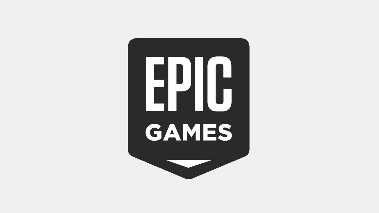 Le logo de l'éditeur Epic Games. Il s'agit d'un écusson aux coins arrondis.