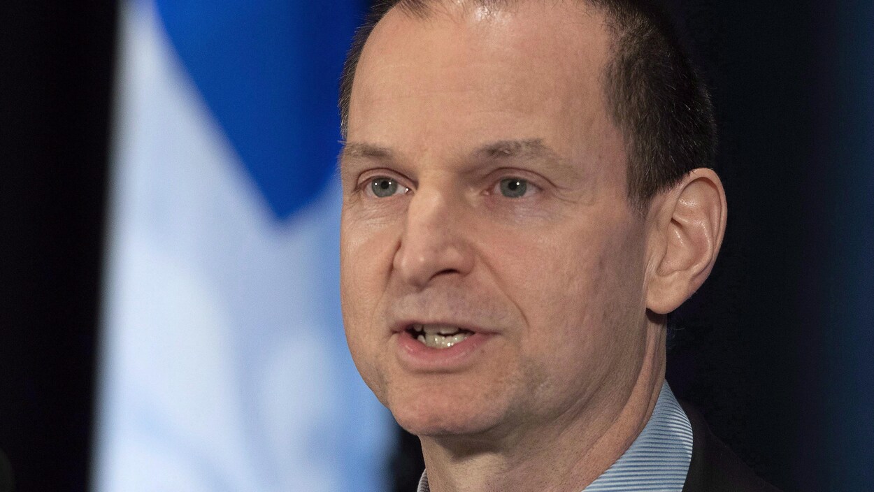 Eric Girard, ministre des Finances du Québec, lors d'un point de presse.