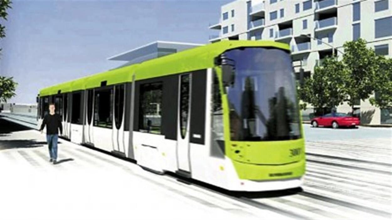 Esquisse du défunt projet de tramway entre Québec et Lévis