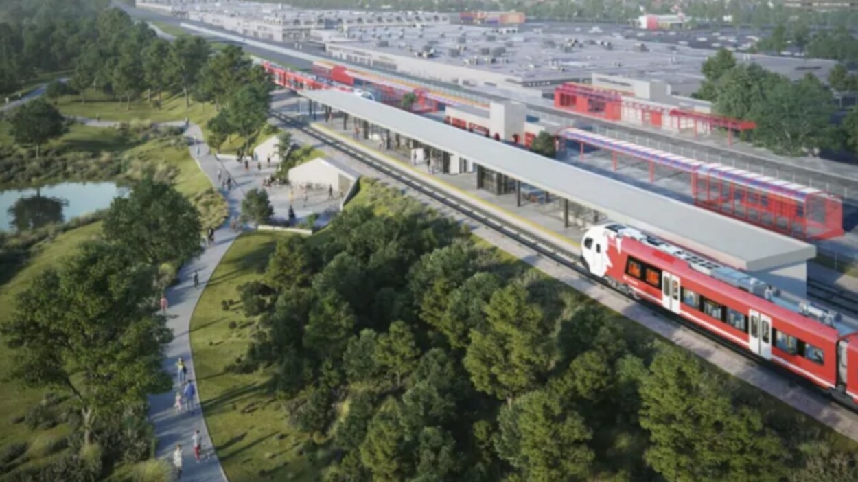 Une représentation du projet de l'étape 2 du train léger à Ottawa.