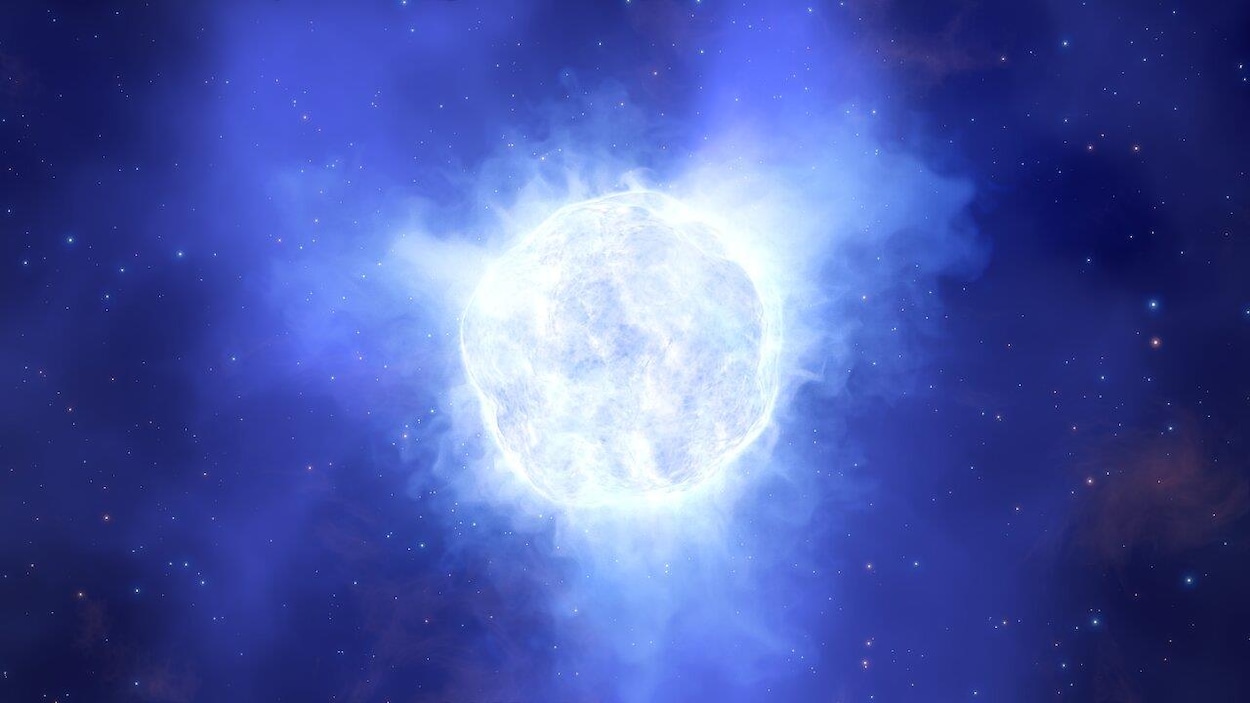 Illustration artistique d'un cercle brillant représentant l'étoile disparue.