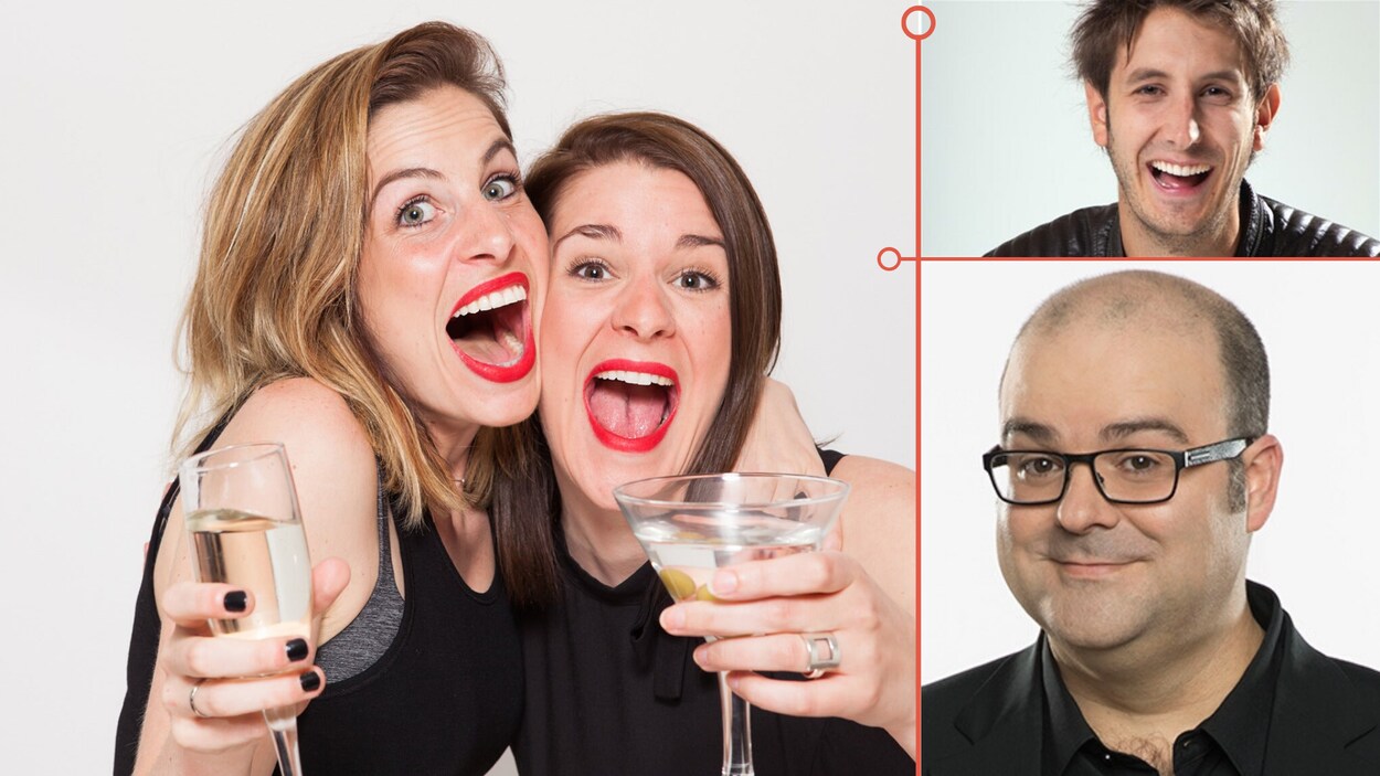 Un collage de photos d'humoristes