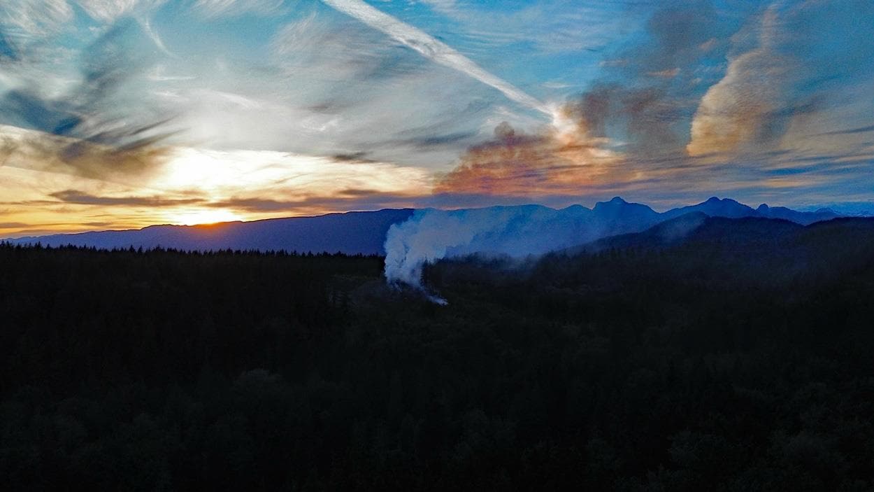 Un feu brûle dans une forêt de Maple Ridge depuis vendredi
