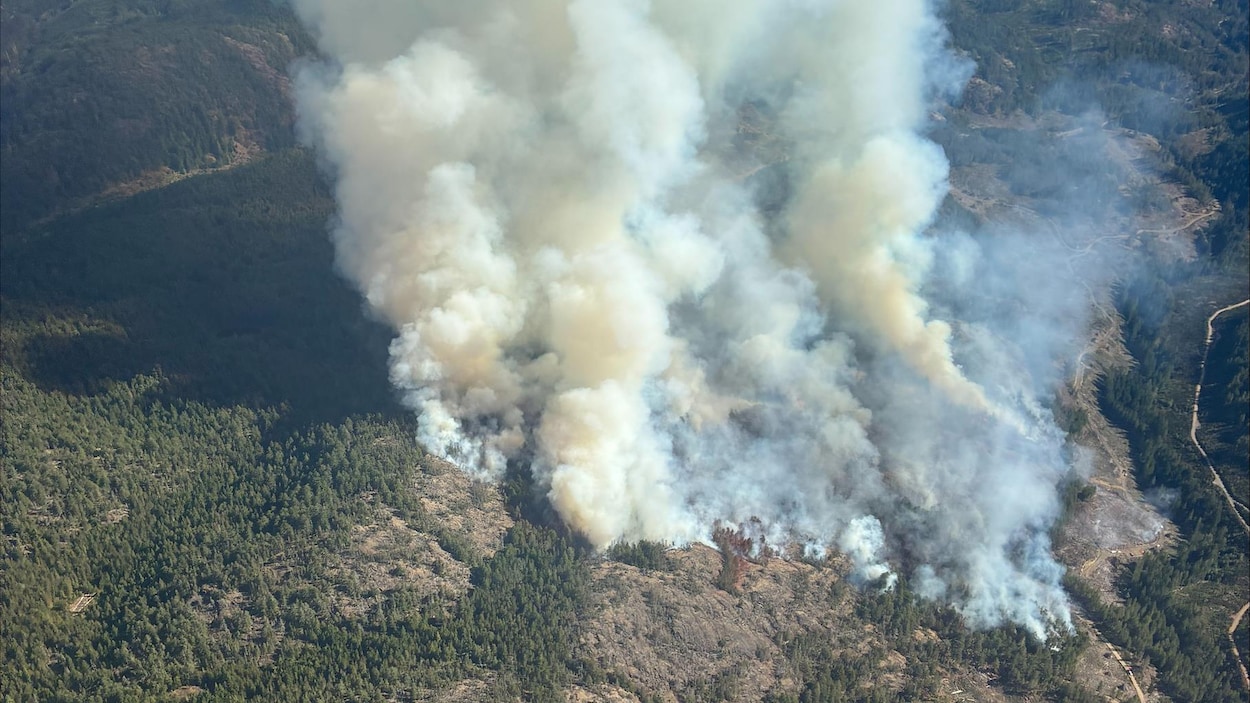 Un feu non maîtrisé gagne du terrain dans le sud de l’île de Vancouver