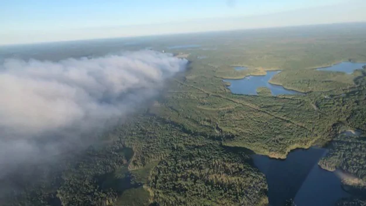 Le feu de forêt Red Lake 49 vu du ciel.