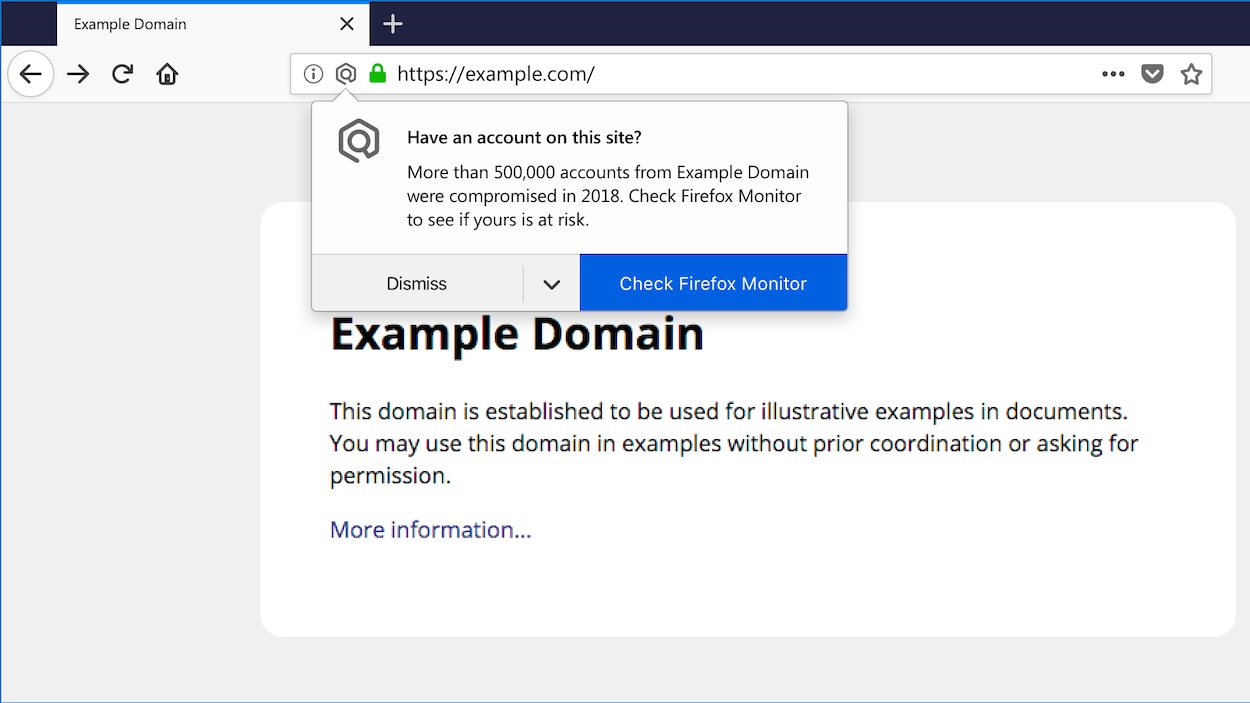 Une capture d'écran montrant une notification indiquant que le site sur lequel se trouve l'internaute a été piraté.