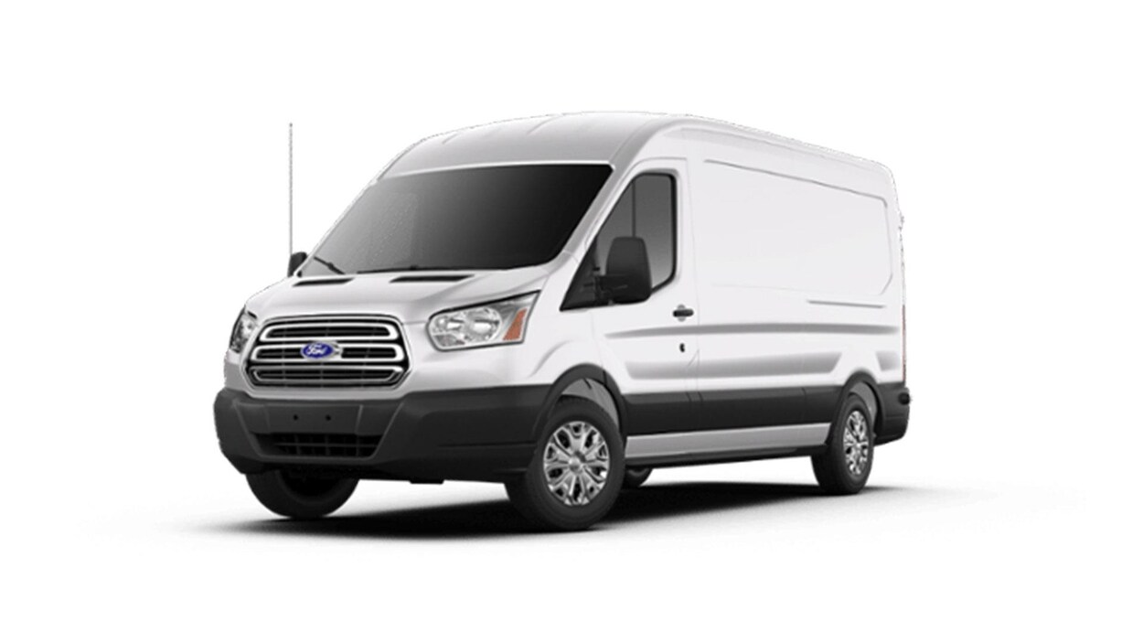 Une maquette vue de trois quarts d'un Ford Transit blanc.
