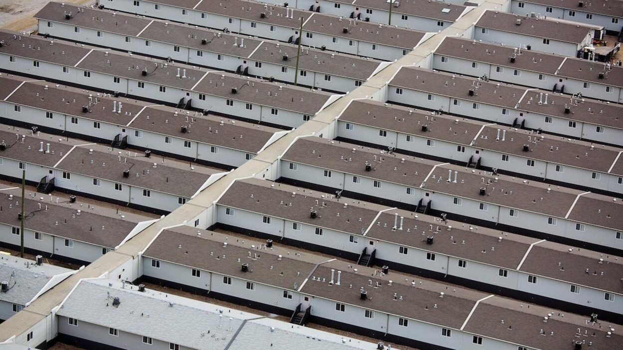 Des maisons alignées les unes à côté des autres.