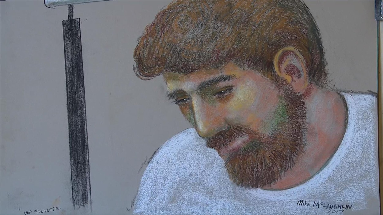 Croquis d'Ugo Fredette pendant son procès.