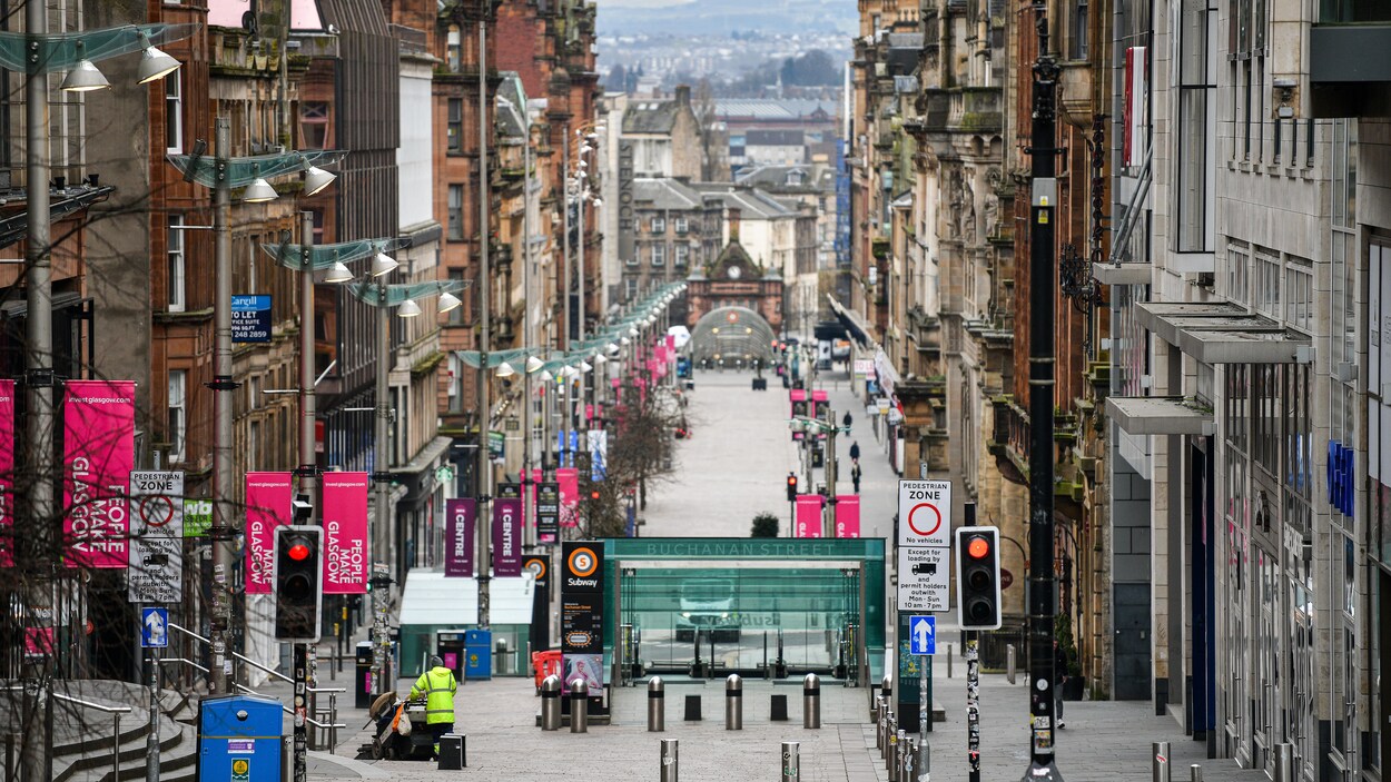 Les rues vides de Glasgow en raison de la pandémie de coronavirus.