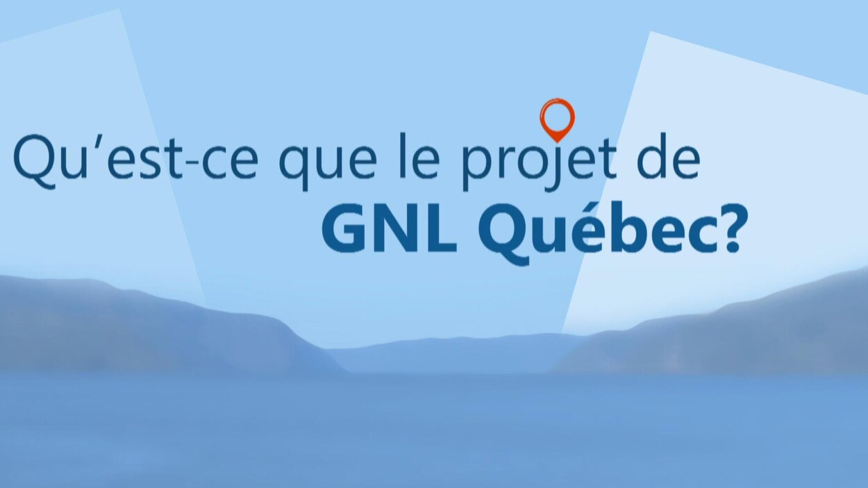 Un tableau sur lequel on peut lire «Qu'est-ce que le projet de GNL Québec?».