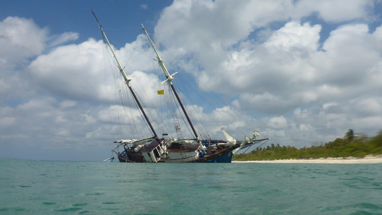 La goélette Grosse-Île échouée à Maria la Gorda