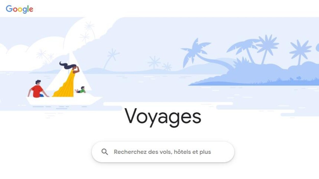 Capture d'écran du service Voyages de Google.