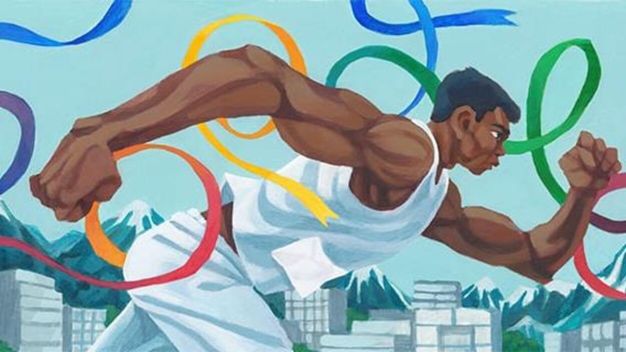 Image du coureur Harry Jerome, inspirée de sa statue au parc Stanley, à Vancouver.