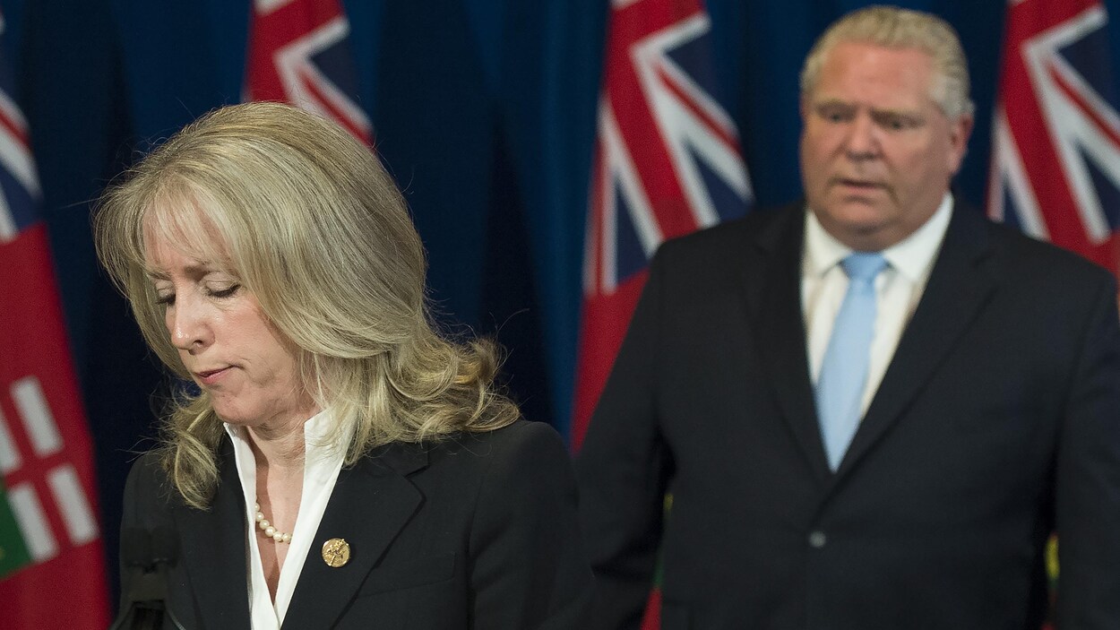 La ministre ontarienne des Soins de longue durée, Merrilee Fullerton, lors du point de presse quotidien de la province.