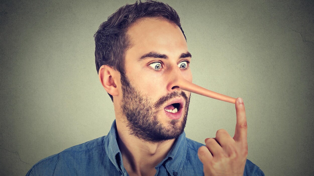 Illustration montrant un homme dont le nez s'allonge.