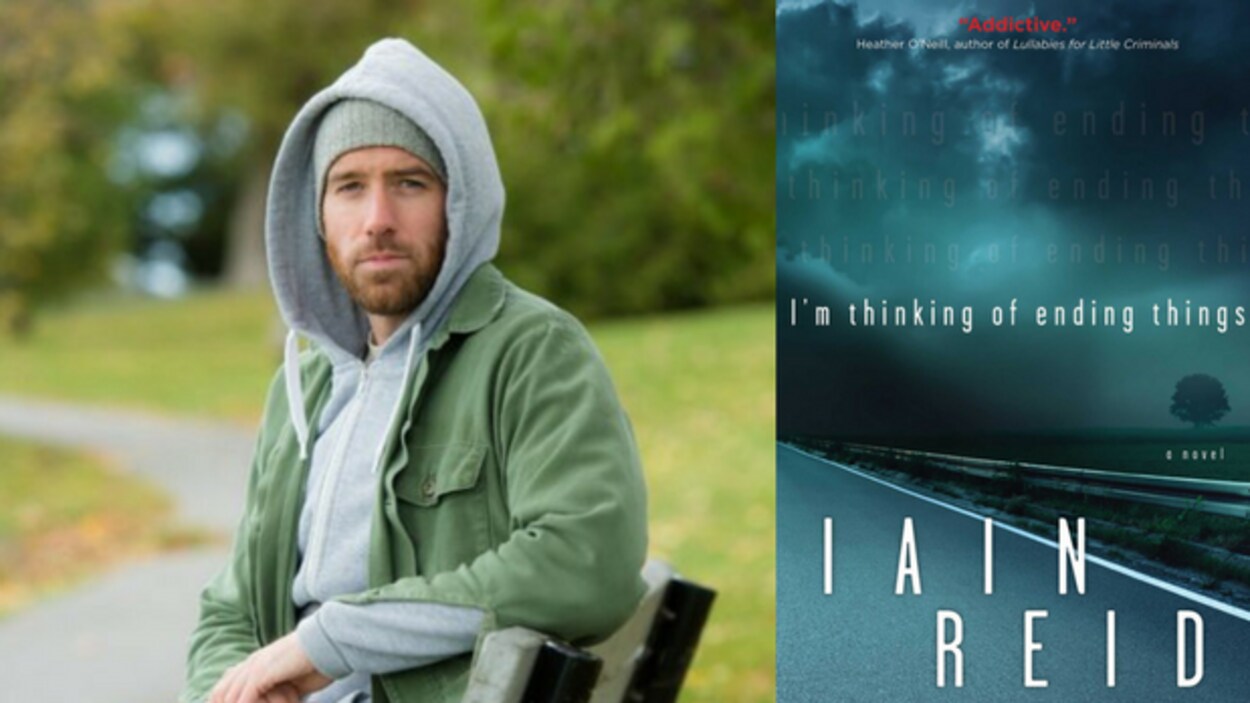 À gauche, l'écrivain Iain Reid et, à droite, la couverture du livre « I'm Thinking of Ending Things ». À gauche, l'écrivain Iain Reid et, à droite, la couverture du livre « I'm Thinking of Ending Things ».