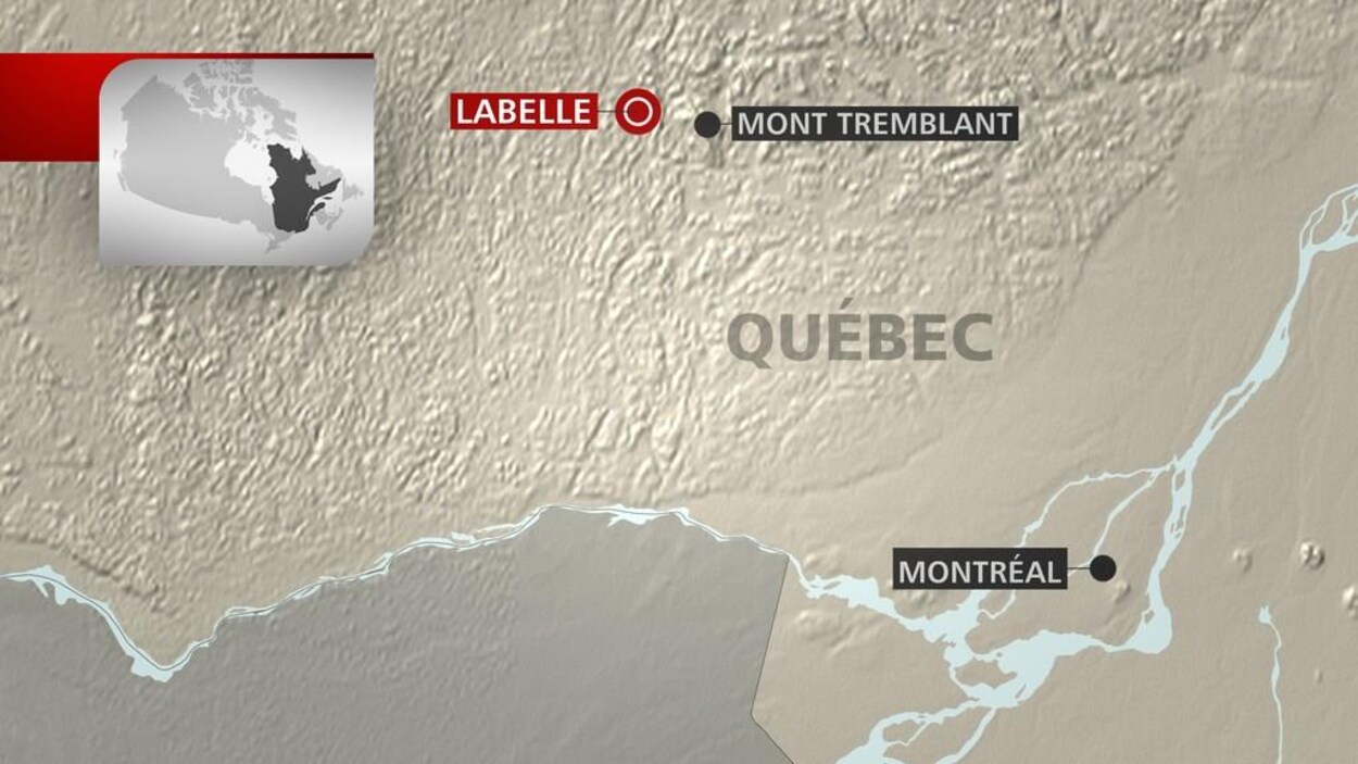 Une carte montrant la position géographique de Labelle par rapport à Montréal Une carte montrant la position géographique de Labelle par rapport à Montréal
