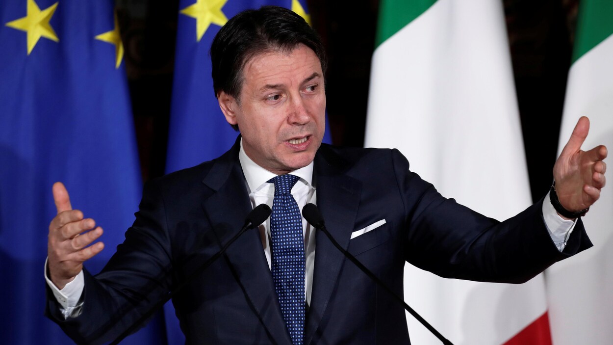 Giuseppe Conte lors d'une allocution.