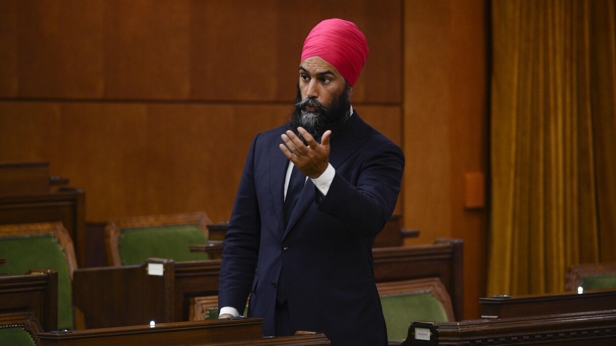 M. Singh, gesticulant de la main, à l'intérieur de la Chambre.