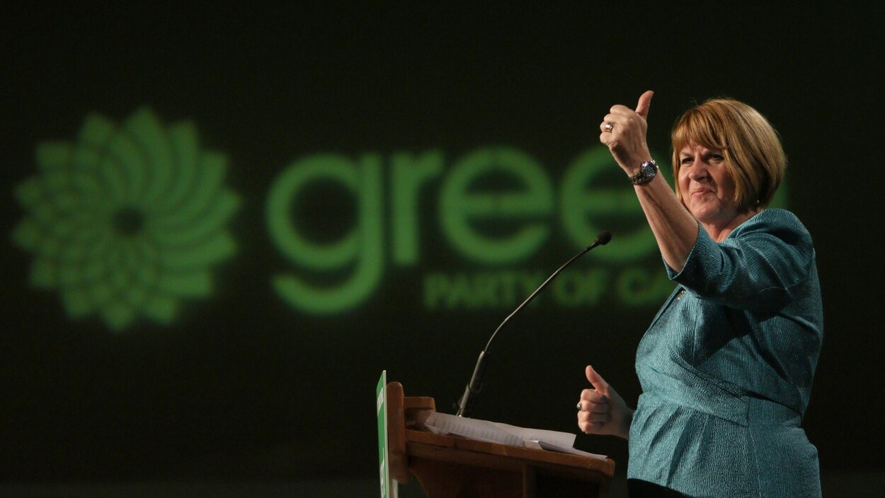 Jo-Ann Roberts sur scène à Victoria, en Colombie-Britannique, lors de la soirée électorale fédérale du 19 octobre 2015. Jo-Ann Roberts sur scène à Victoria, en Colombie-Britannique, lors de la soirée électorale fédérale du 19 octobre 2015.