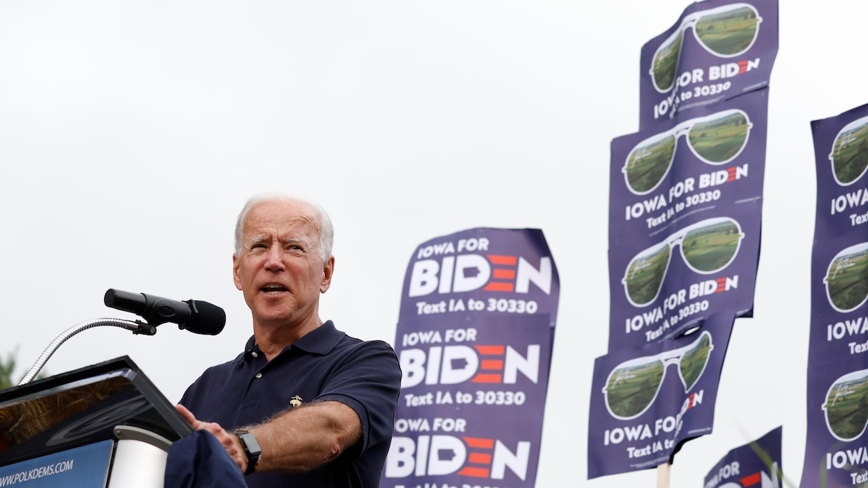 Joe Biden lors d'un discours en Iowa.