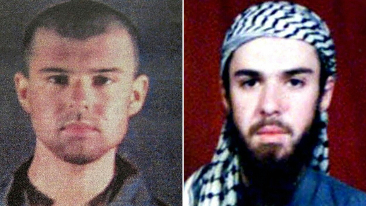 Portraits de John Walker Lindh avant et après son arrestation.