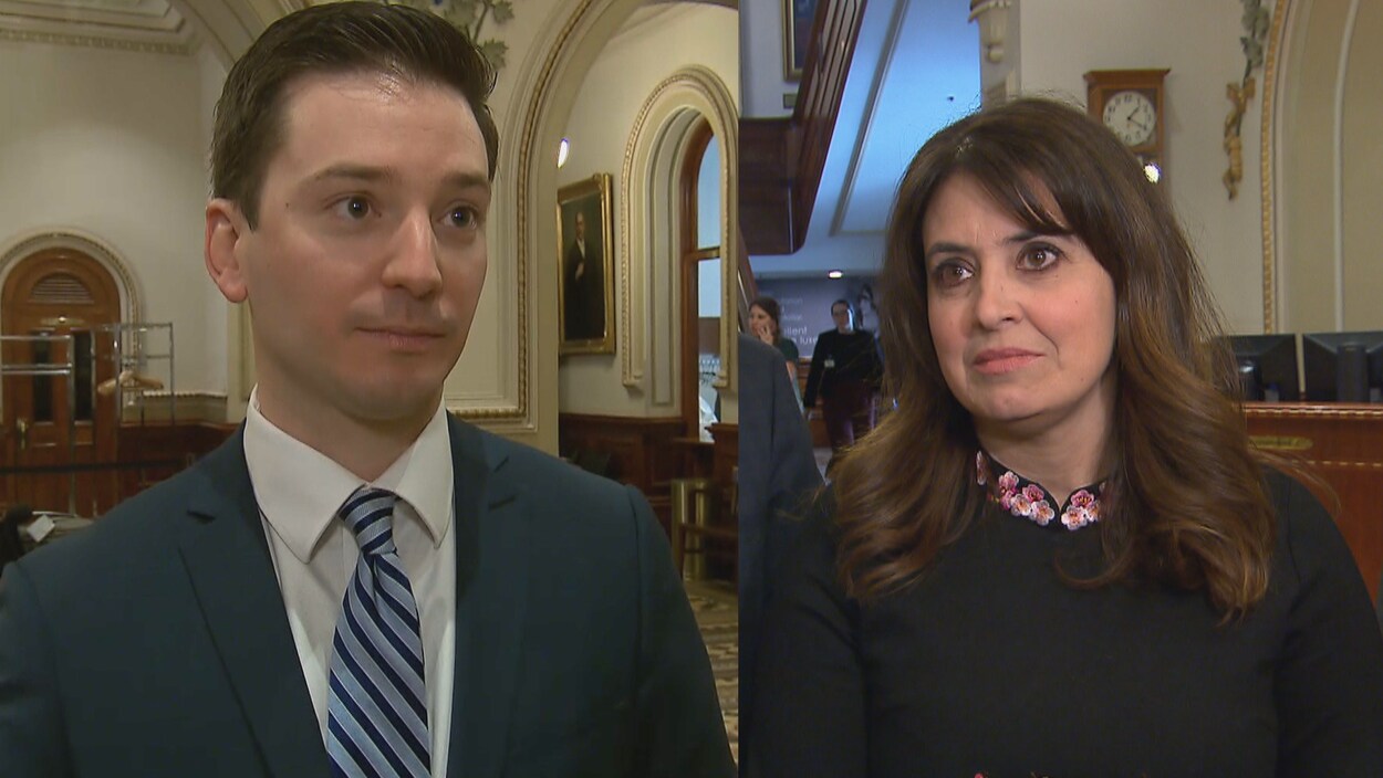 Les députés de la CAQ Simon Jolin-Barrette et du PQ, Véronique Hivon