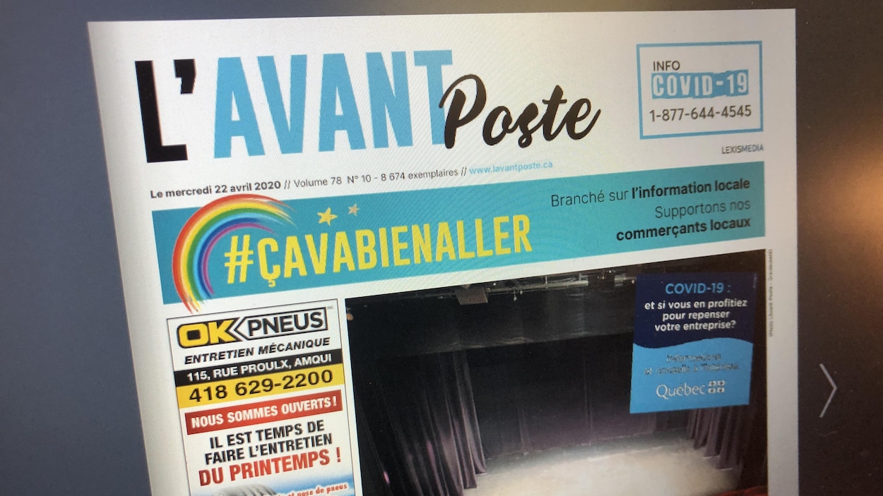 La Une numérique du journal L'Avant-Poste du 22 avril 2020