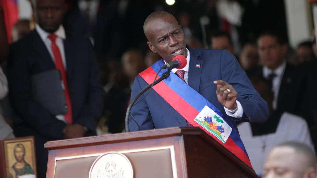Le nouveau président d'Haïti Jovenel Moïse lors de son discours d'inauguration