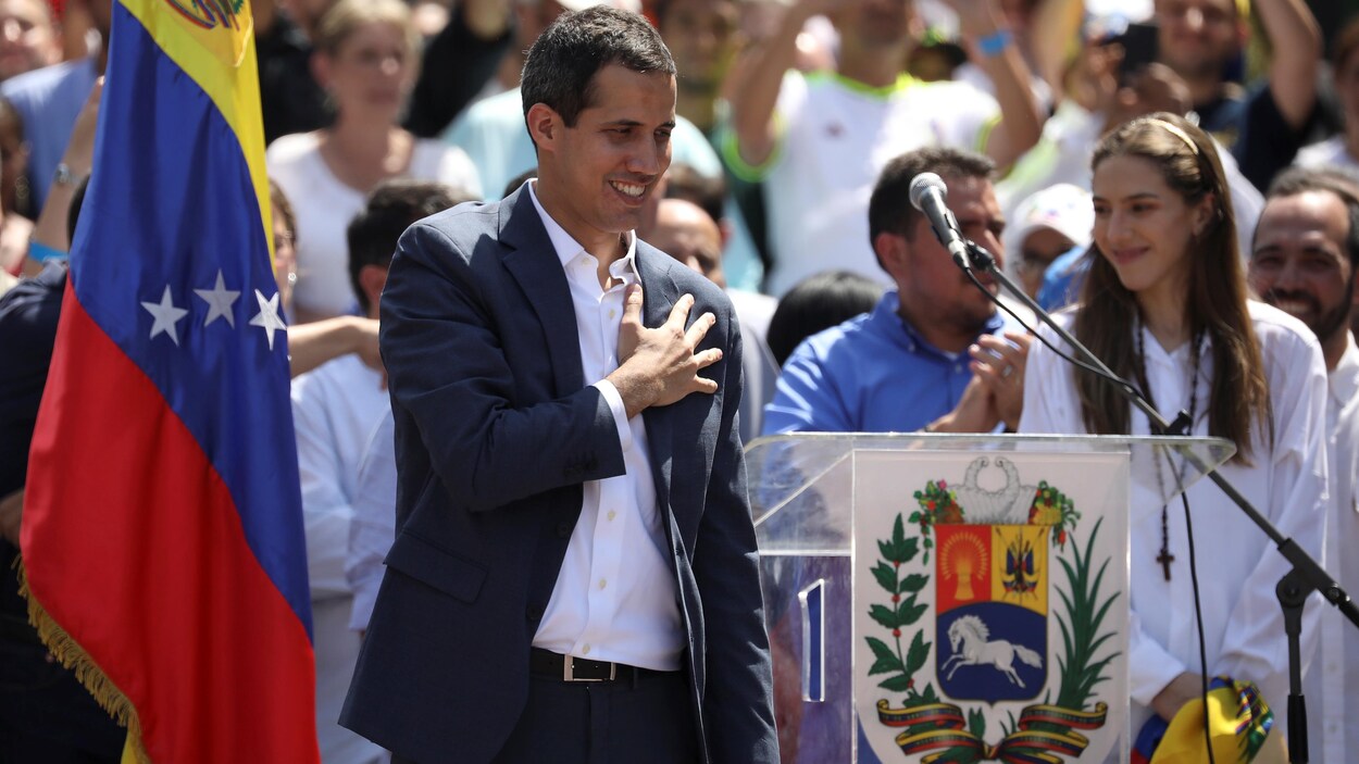 Juan Guaido lors d'une manifestation contre Nicolas Maduro.