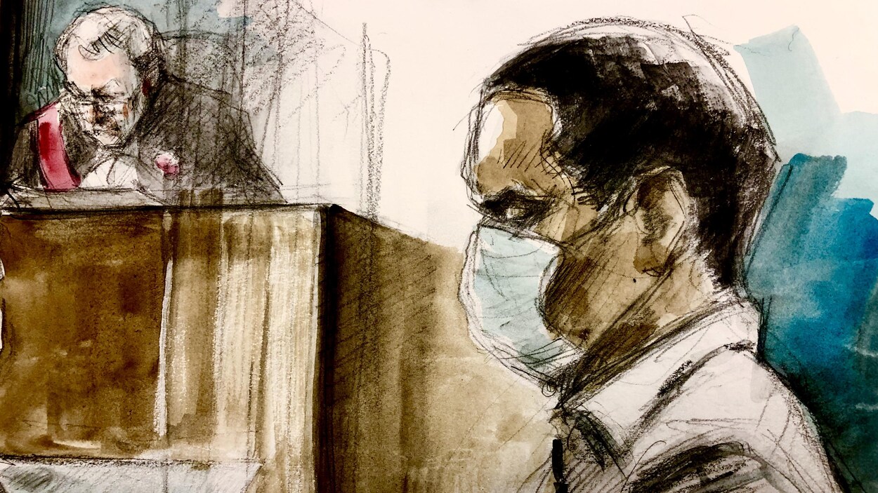 Croquis du juge McMahon au moment où il prononce la sentence de T’Quan Robertson.