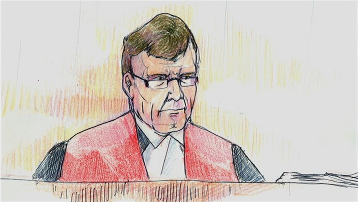 Portait dessiné de Terry Clackson en habit de juge.